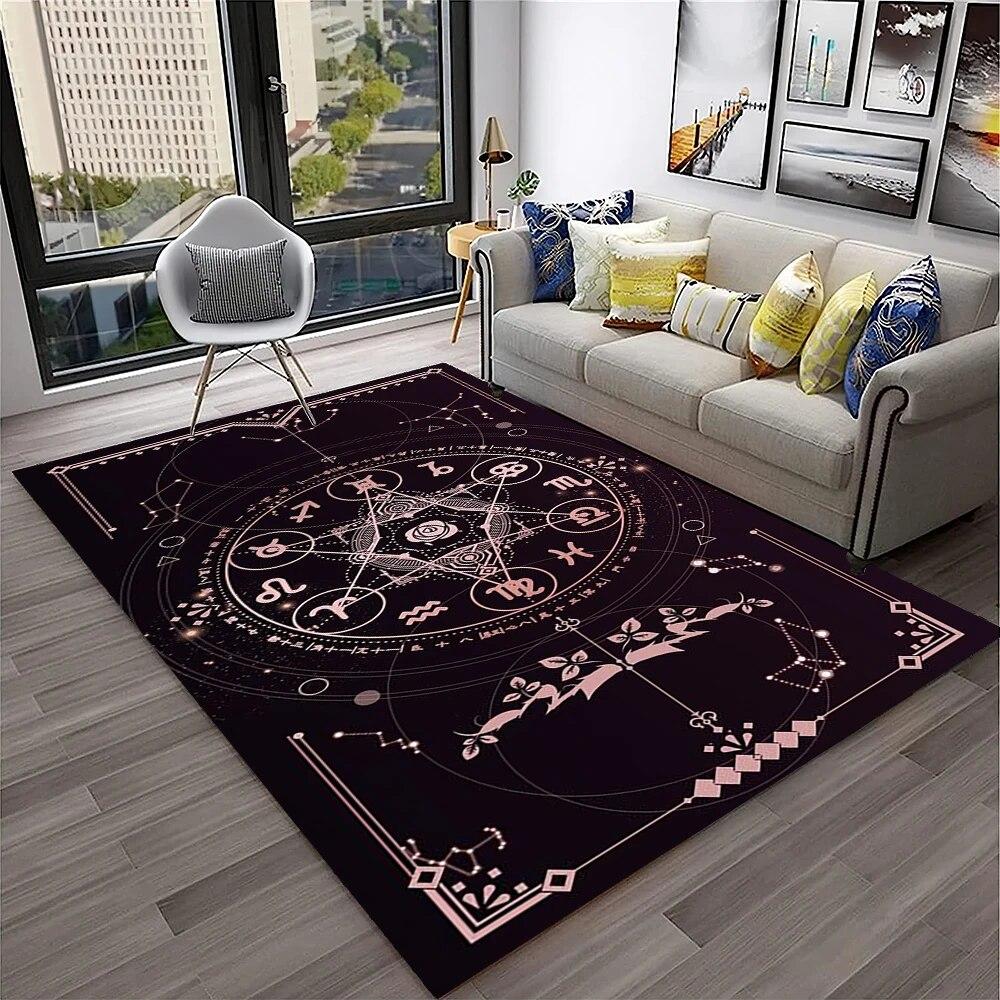 Horror Witchcraft Ouija Tarot Gothic Carpet Rug for Home Living Room Bedroom Sofa Doormat Decor,Kid Area Rug Non-slip Floor Mat