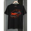 Men'S 180g Heavyweight Cotton Racing Car T-Shirt - Vintage Car & Classic Race Track Print with Red/White Classic, Casual Round Neck Short Sleeve Tee