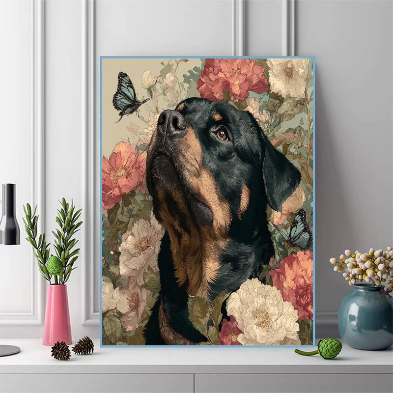 Rottweiler and grassland Pattern 3pcs 100% Round Full Drill 5D DIY Diamond Painting Embroidery Cross Stitch Rhinestone Décor