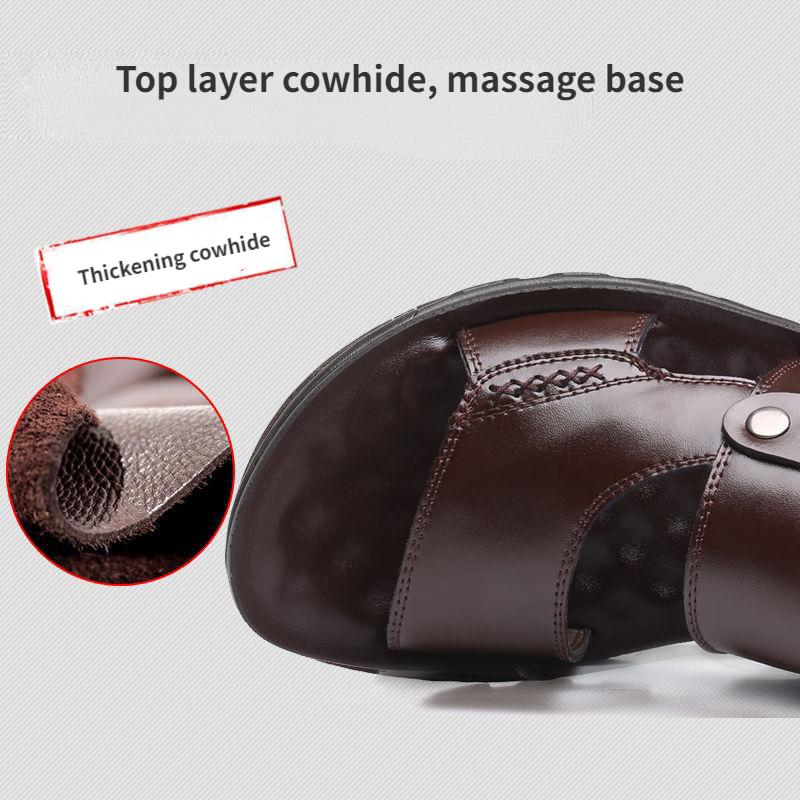 Pánské sandály ze 100% pravé hovězí kůže letní plážová obuv z pravé kůže Pánské studentské sandály s měkkou podrážkou