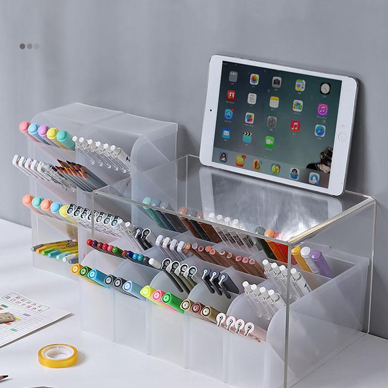 Stylish Stationery Storage Lipstick Convenient Lipstick And Brush Holder TheStorage Solution Four-compartment For Makeup Lovers