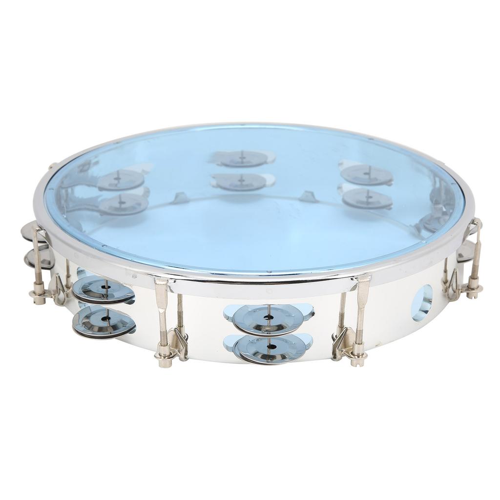 MBAT Tamburin Justerbar Dobbel Rad 10in Perkusjon Bjeller Instrument for FestBlå