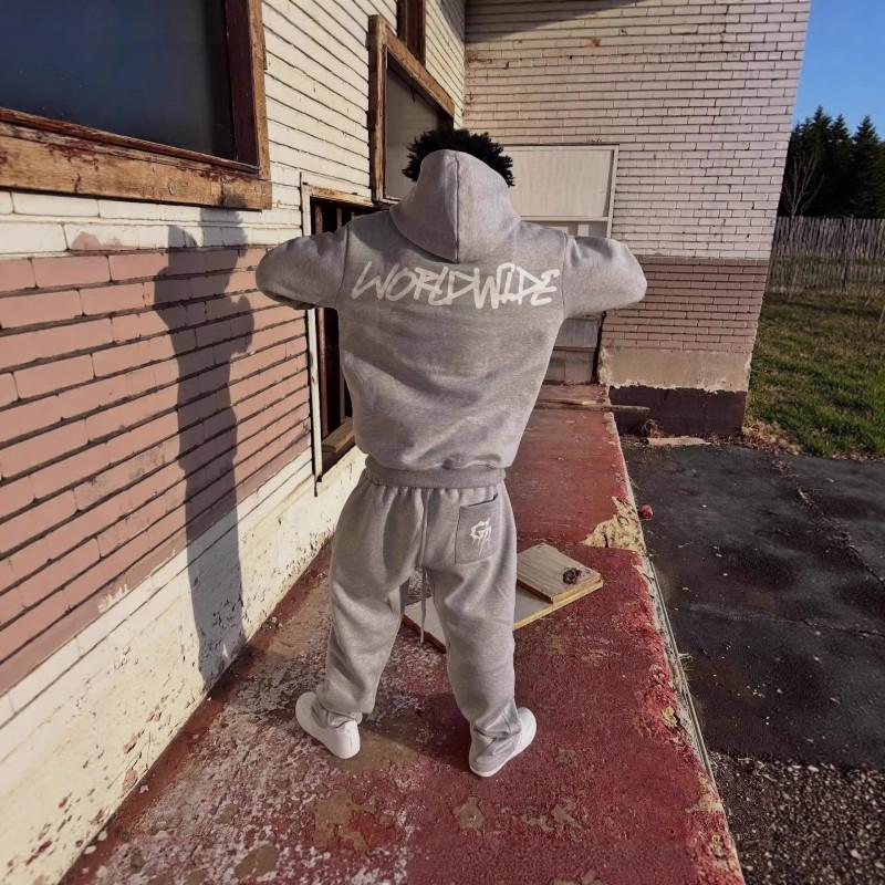 Streetwear Y2K Thorn Hoodie Sweatpants Set Trendy Printed 2-Piece Young Adults