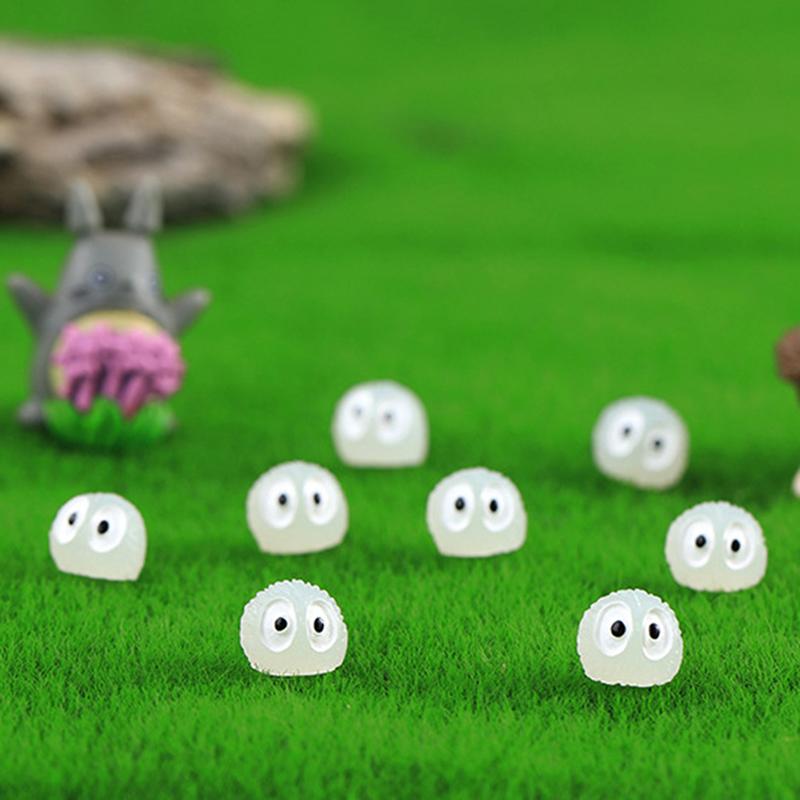 10Pcs Mini Luminous Briquettes Elfs Dust Sprite Micro Ornaments Small Coal Ball Glowing Potted Ornament Miniature Garden Decor