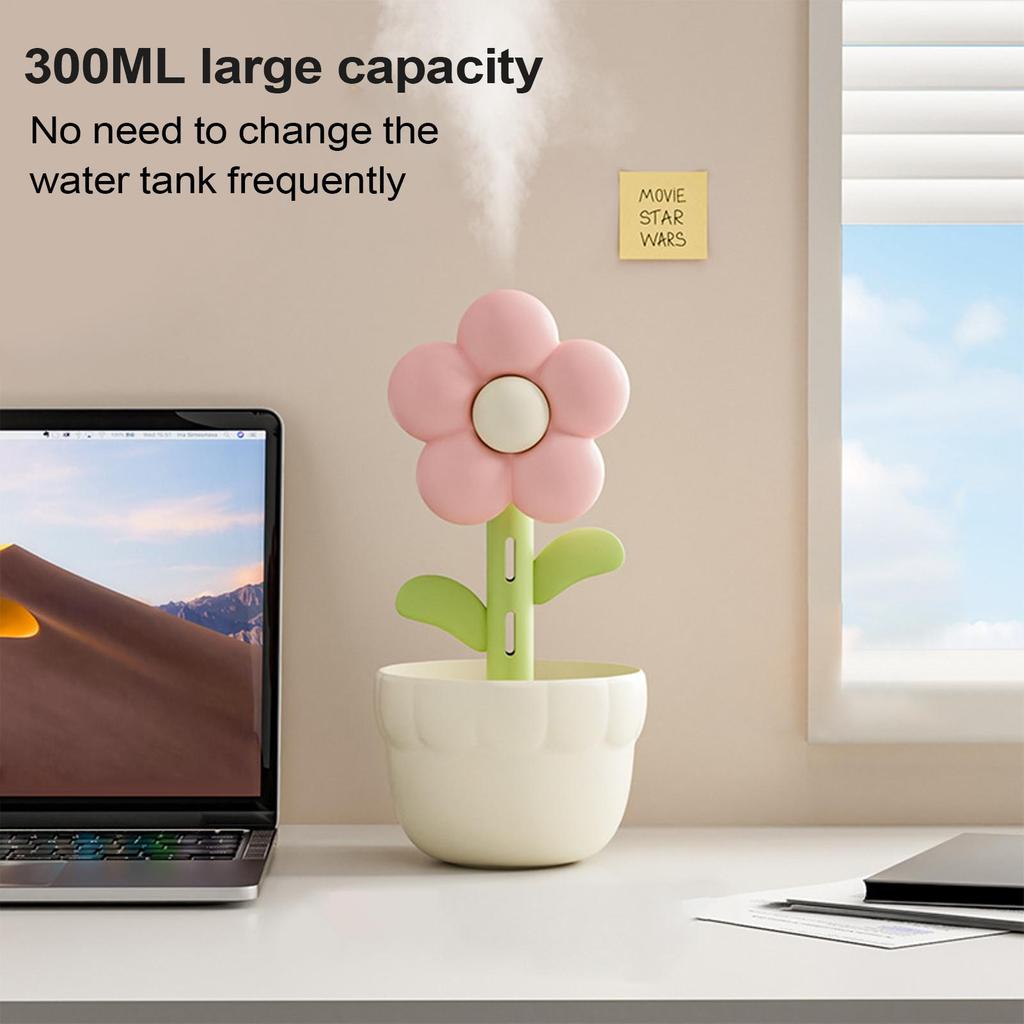 Cute Flower Humidifier Portable 300ml Flower Cute Humidifier Aromatherapy Diffusers For Bedroom Car Toddler Elderly Hotel