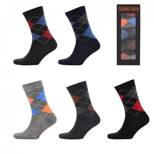 Mad Man Bright Argyle Boxed Socks