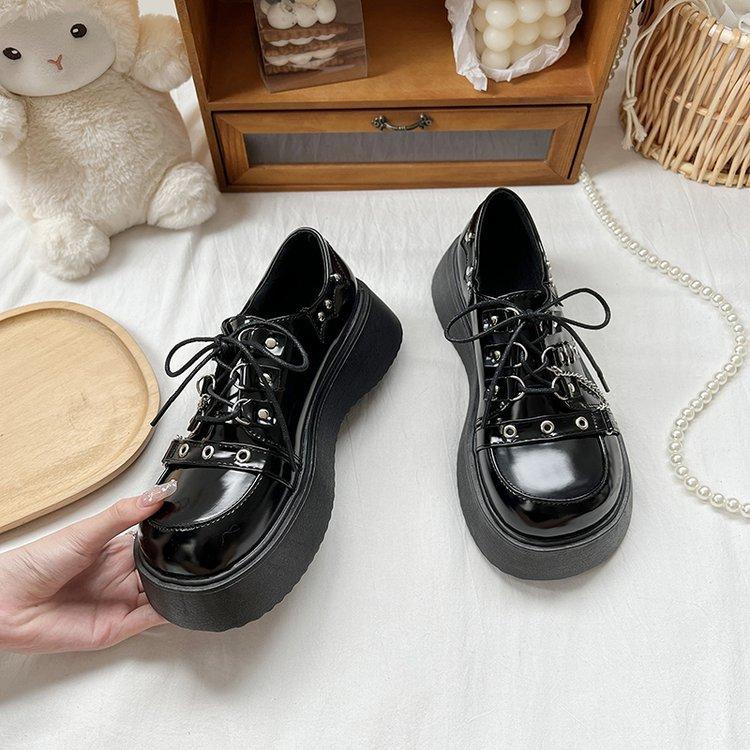 

Размер 35-42, женская обувь большого размера 41 на полную ногу, летняя студенческая платформа, маленькие кожаные туфли, женские туфли в британском стиле JK с цепочкой, одинарные туфли 42