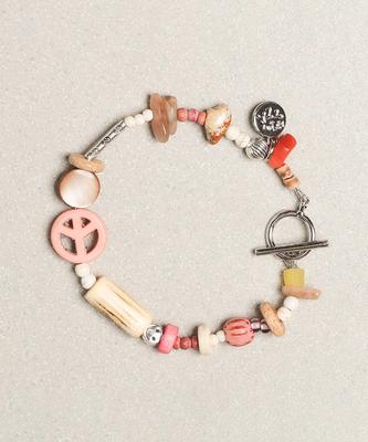 Towtow Archive Peace Mark Symbol Bracelet Taffy Pink