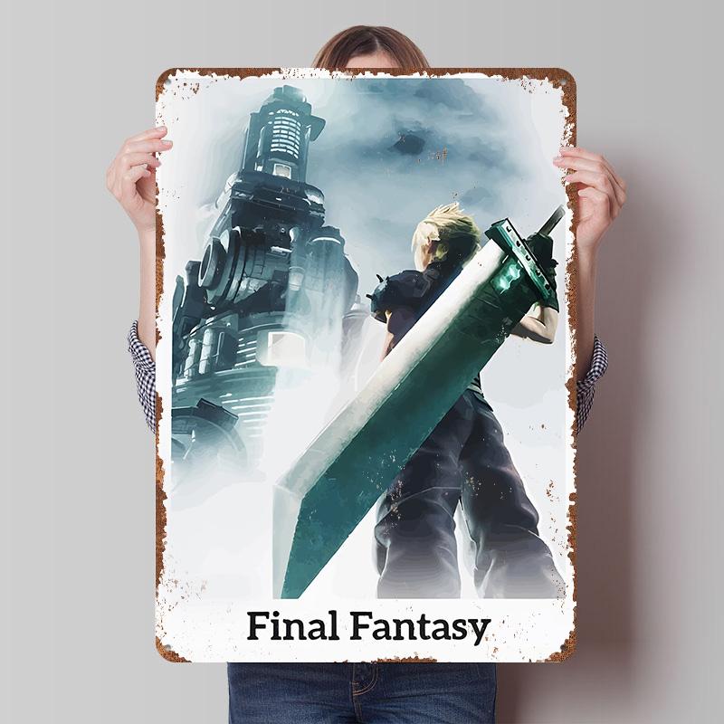 

Fantasy VII Cloud Strife Metal Poster Customized Wall Art Retro Vintage Tinplate Signs for Room Decorations Decoration Garage 7.9x11.8In(20x30cm)