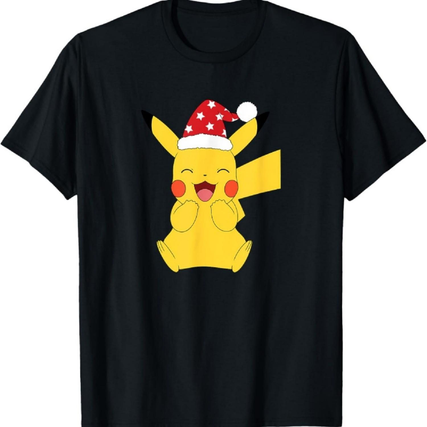 Покемон - Рождественская футболка с Пикачу S чёрный