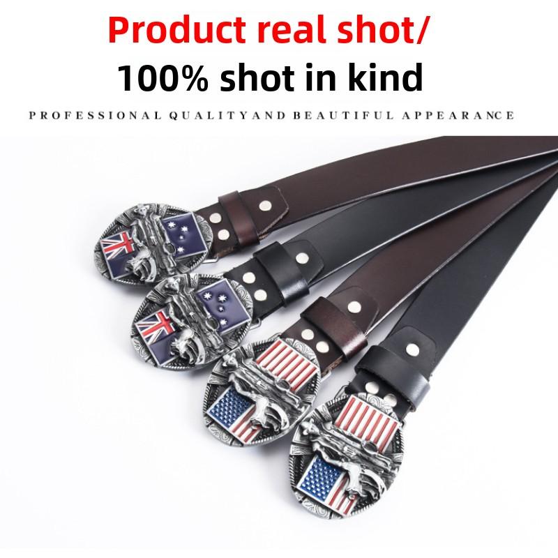 Sozialer Jugendlicher Typ Mode Rindsleder Gürtel Ganze Zweischichtige Leder Persönlichkeit Beliebt Mode Flagge Gürtel Accessoires Gürtel