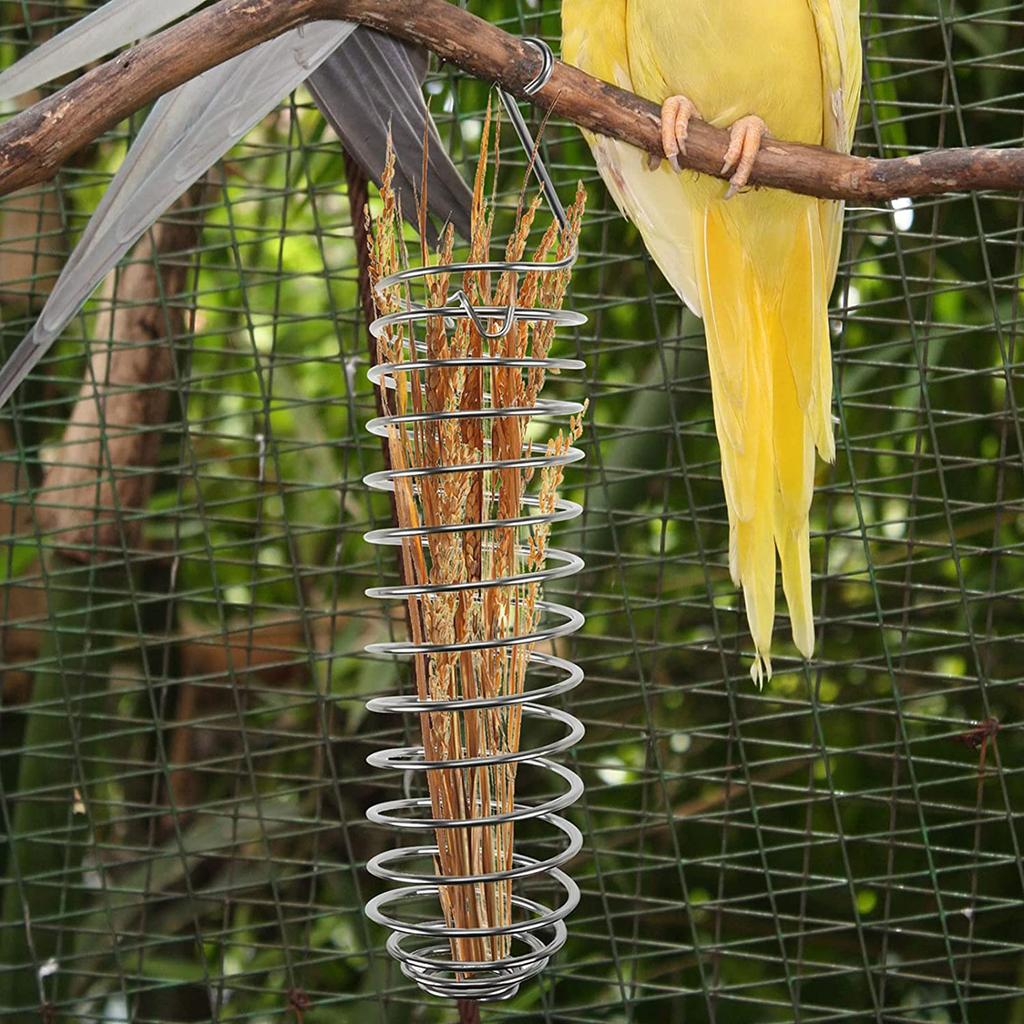 Bird Food Holder Fruit Treat Skewer Parrot Stainless Steel Feeding Bowl