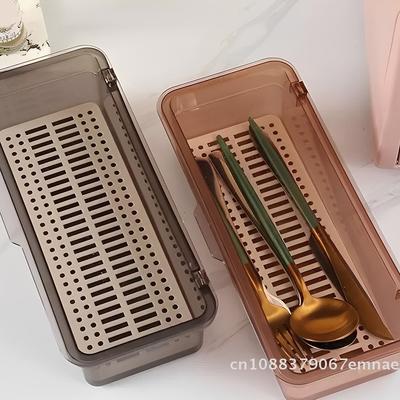 Dustproof Chopstick Holder with Lid Draining Chopstick Cage Kitchen Tableware Storage Box Household Organizer