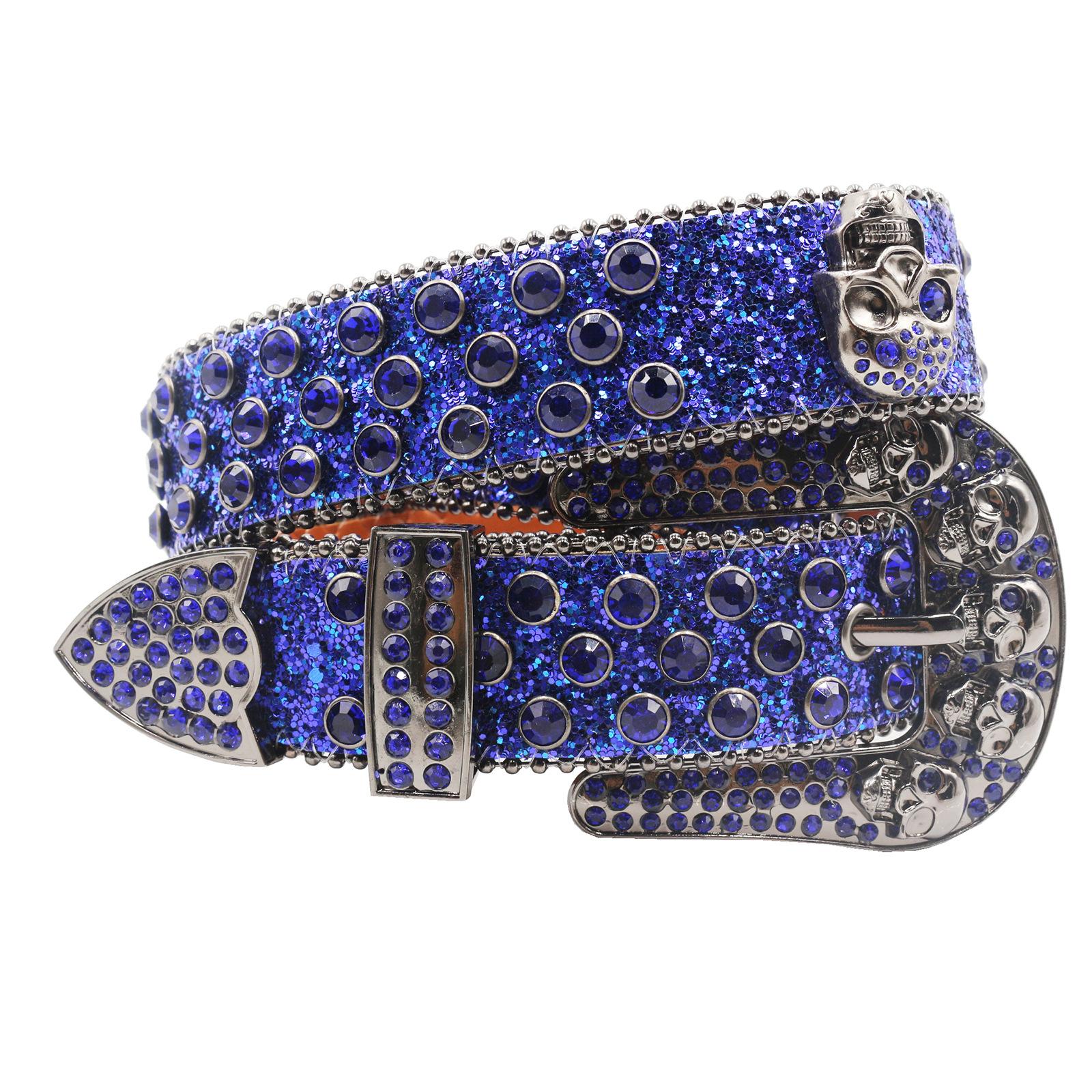 

Ремень со стразами Ремень Мужской ремень Женский ремень Инкрустированный Череп Аксессуары Ремень Панк Модный Тренд 125cm