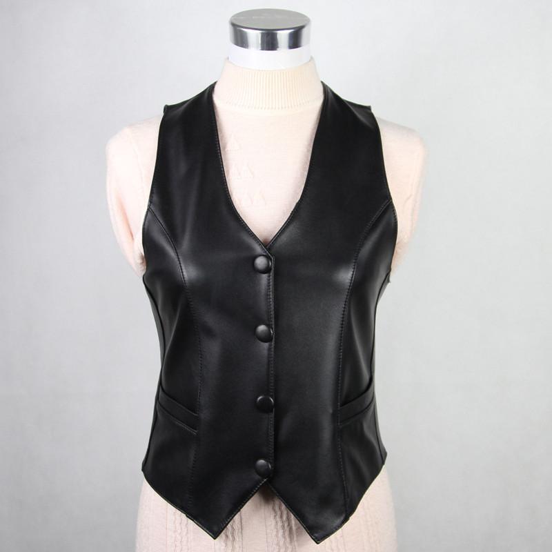 

Элегантная теплая зимняя куртка без рукавов, женский кожаный жилет из мягкой кожи, повседневное тонкое осеннее пальто, жилет большого размера M-6XL M