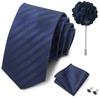 Men's Formal Tie, Pocket Square, Cufflinks & Brooch Set.