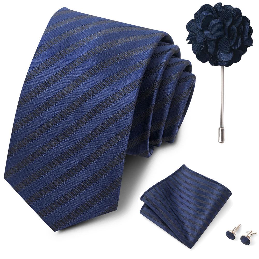 Men's Formal Tie, Pocket Square, Cufflinks & Brooch Set.