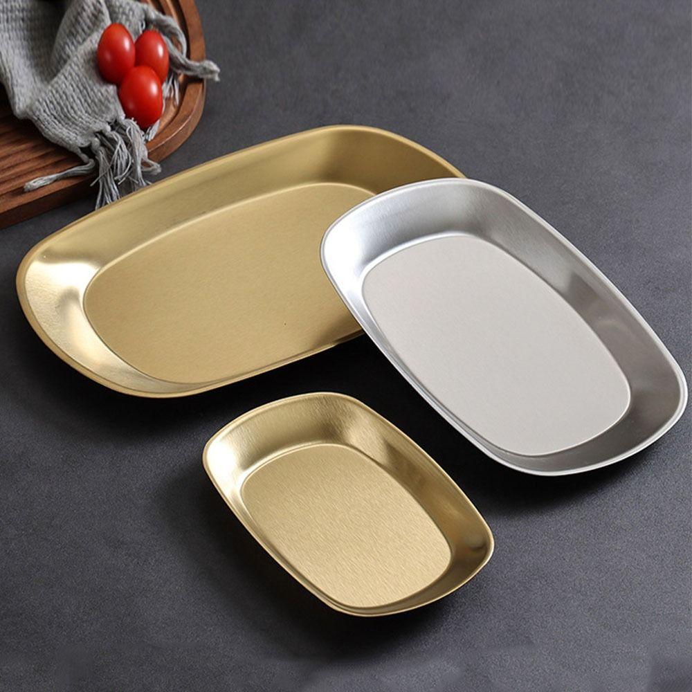 Portable Picnic Dinner Plate Stainless Steel Food Serving Tray Dessert Salad Plate  BBQ Party