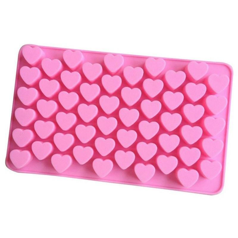 1 Pezzo Strumenti da Forno 55 Fori 1.5 Mini Cuore Stampo per Torta in Silicone Cioccolato Fondant Gelatina Biscotto Muffin