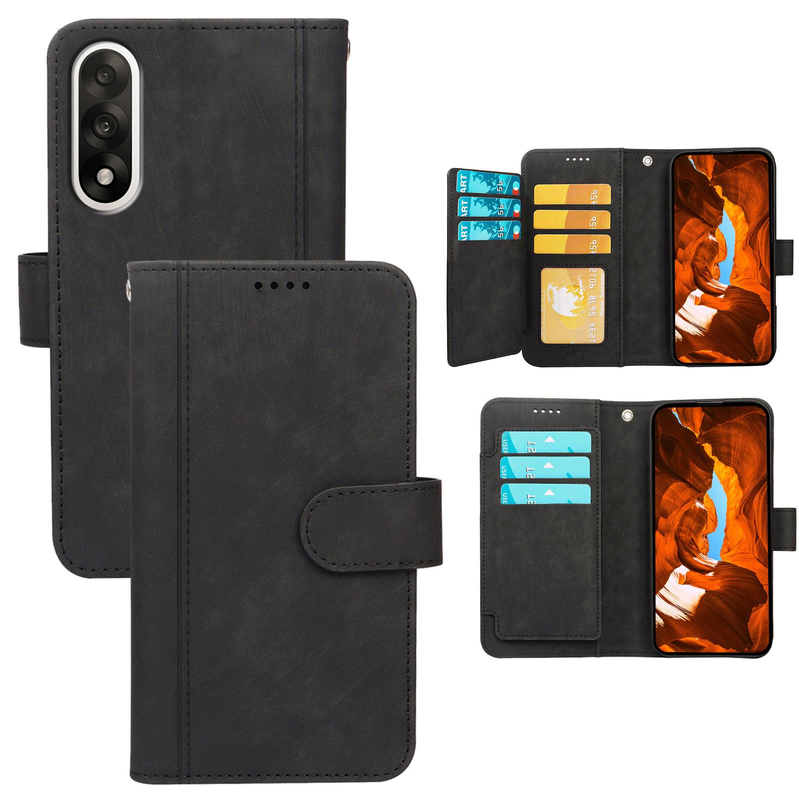 

For OnePlus Ace 5 Ultra 5G/Nord 5 5G Leather Case Line Pattern Wallet Phone Cover with 9 Card Slots Black