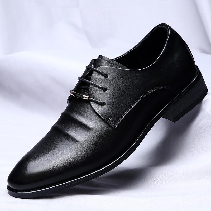 Модные мужские кожаные туфли на шнуровке — фото 4