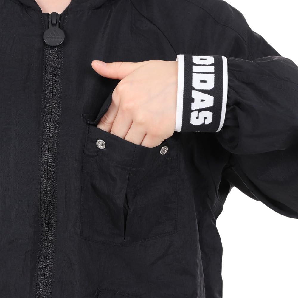 Adidas Dance Woven Windbreaker J130 Jacket, Kids' KOS66, Black/White (IN1904),