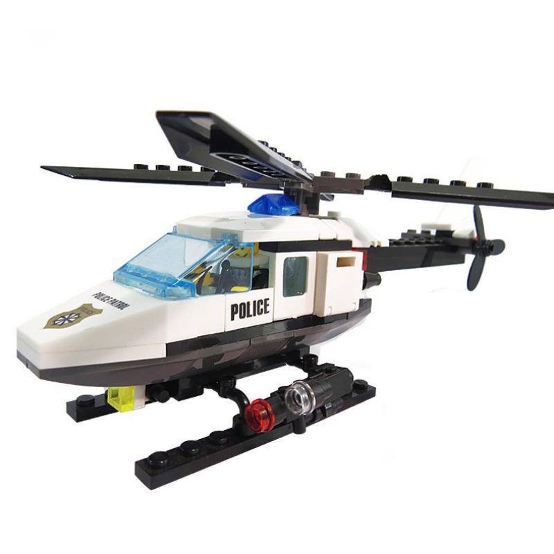 102pcs Police Helicopter Creative Building Blocks DIY City Police Series Boys Bricks Toys Children Gifts