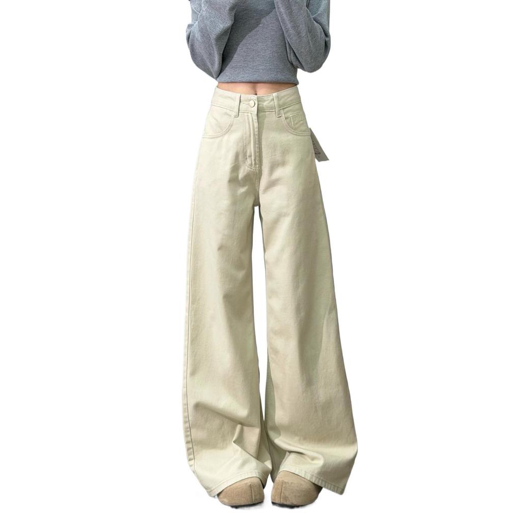 2026 New Spring American Style Women's High Waist Wide Leg Jeans – Slimming, Loose, Floor-Length Pants