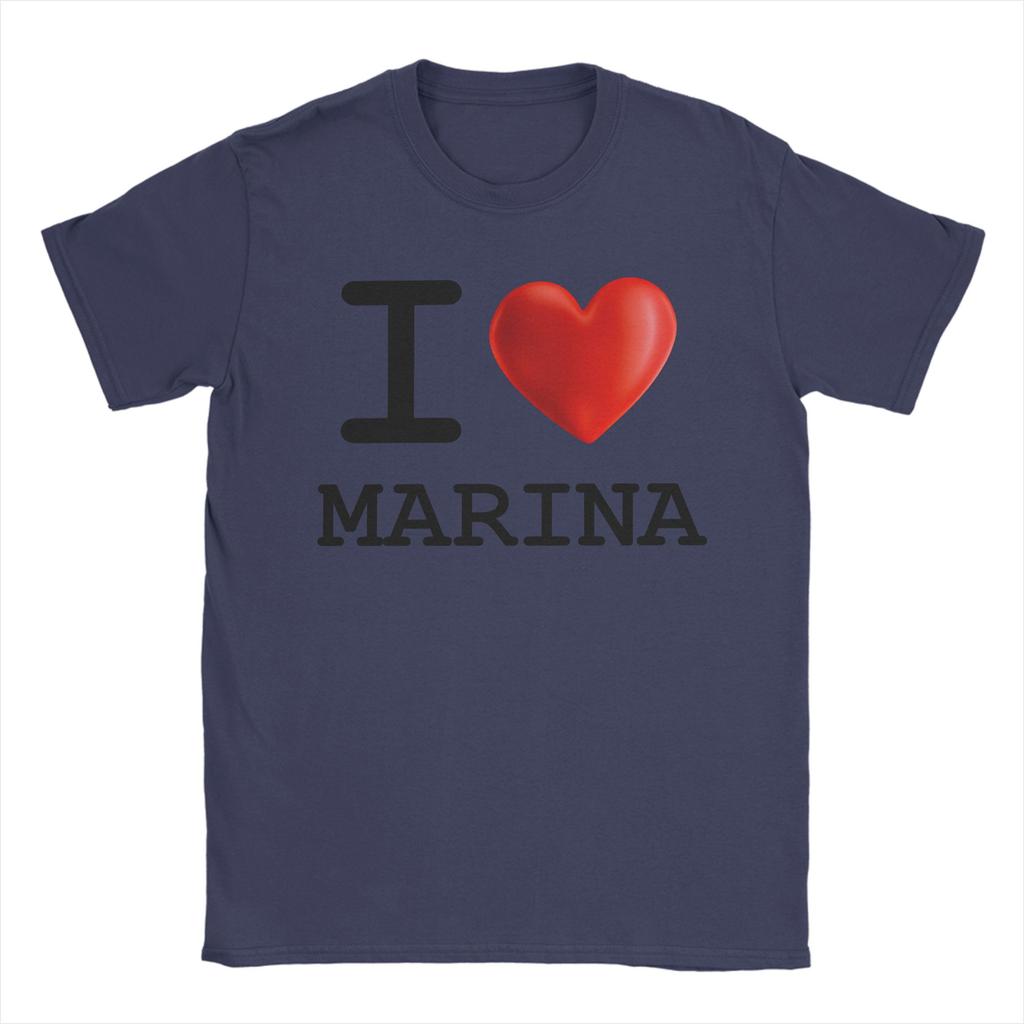 Men TShirt I Love Marina Casual Pure Cotton Tee Shirt Short Sleeve T Shirt Round Neck Clothes New Arrival