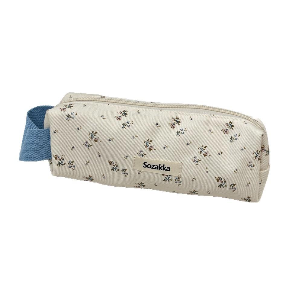 Floral Pattern Tote Pencil Case With Large Capacity For Students And Office Use