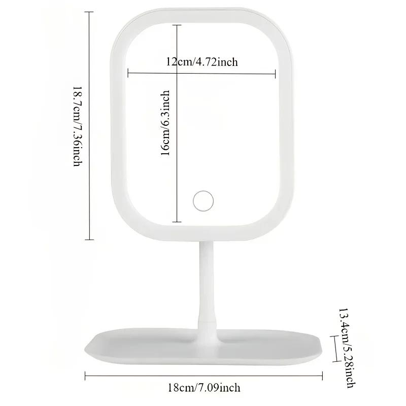 LED Makeup Mirror, Touch Control 3 Light Modes, Rechargeable Portable Vanity Mirror with Stand & Foldable Design
