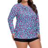 Women's Printed Large Size Long Sleeve Swimsuit Sun  Jacket Quick Dry Hiking Top