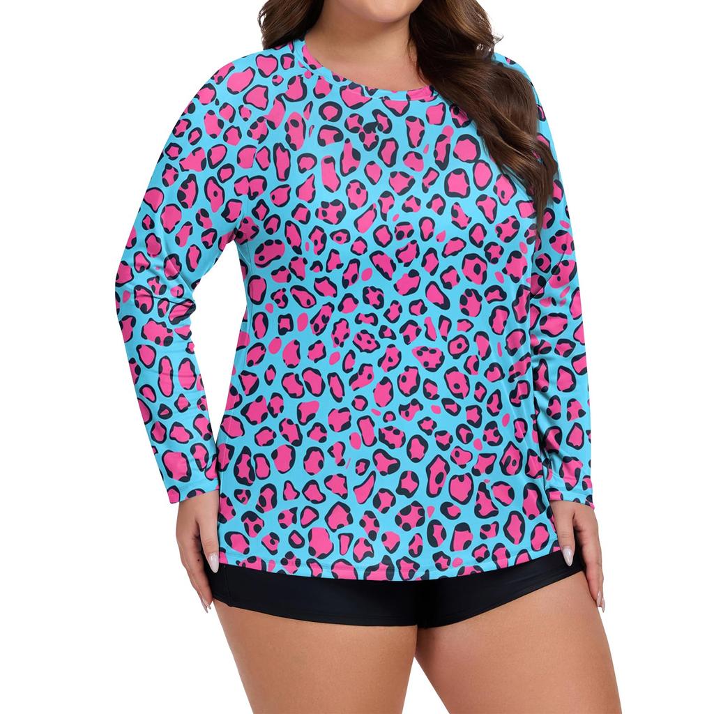 Women's Printed Large Size Long Sleeve Swimsuit Sun  Jacket Quick Dry Hiking Top