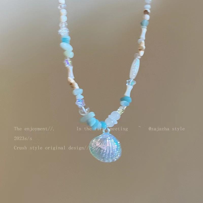 Seaside Vacation~ Anti-natural Stone Shell Necklace Women's Summer Niche Design Accessories Sweet Cool Babes Wind Collarbone