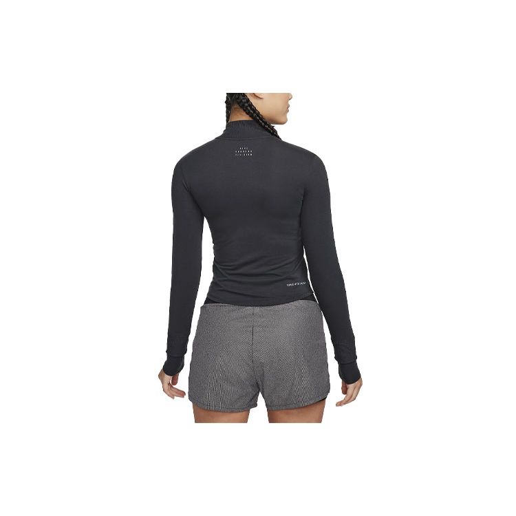 Nike Logo Running Long Sleeve Breathable Slim Fit T-Shirt Women Tops Black FB7808-010