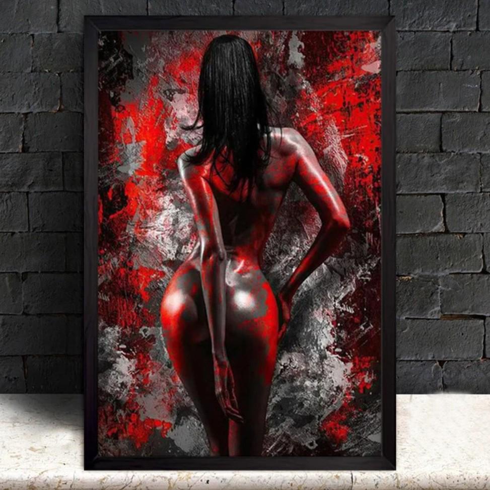 

Abstract Art Canvas: Red-Clad Woman Back View - Perfect for Living Room, Cafe, Bar, or Home Wall Decor. 11.8x15.7in/30x40cm