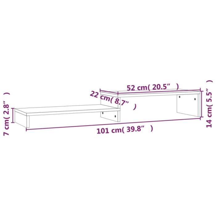 VidaXL Support pour moniteur (52-101)x22x14 cm Bois de pin solide 814014
