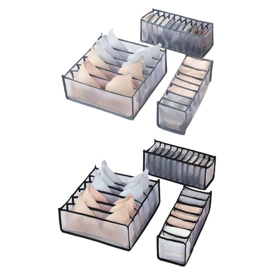1/3Pcs Underwear Storage Bag Socks Bra Organizer Multiple Compartments Transparent Breathable Mesh Closet Storage Bag