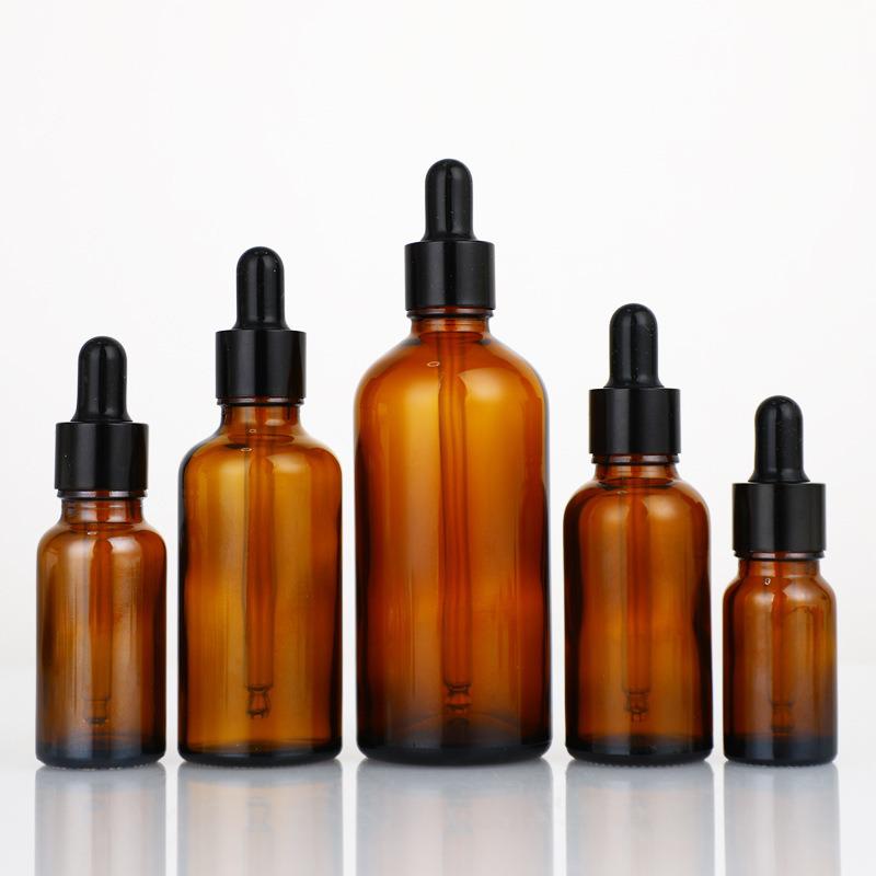 Bernsteinfarbene Glas-Tropfflasche, Braunes Lichtgeschütztes Serum, 5ml-10ml Kosmetische Probenverpackung