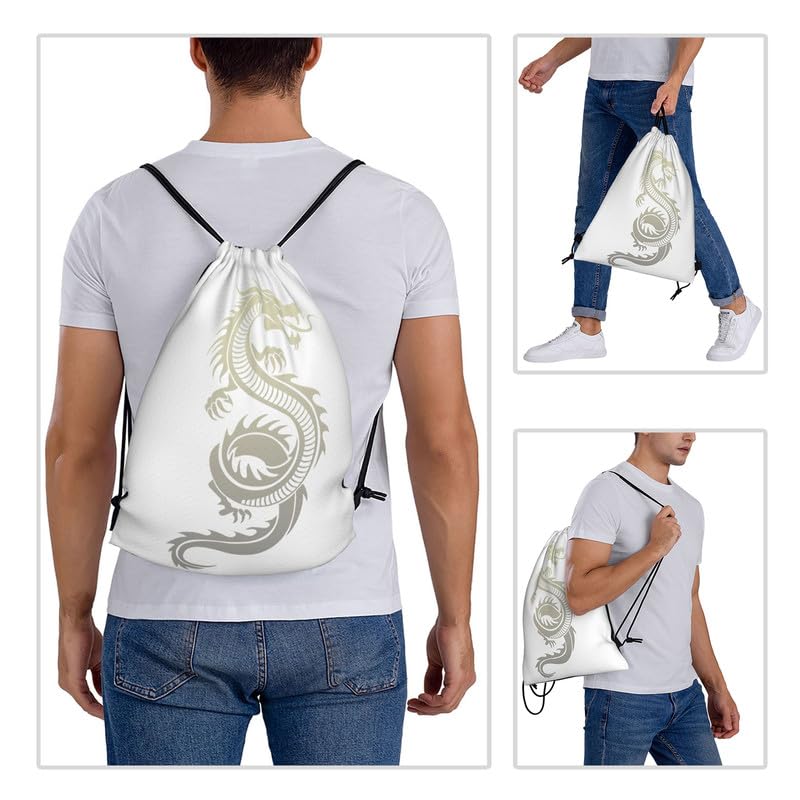 Japanese Pattern Dragon Pattern Knapsack Gym Sack Backpack Sports Bag Backpack Pool Bag Backpack Gym Clothes Bag Large Capacity Convenient Storage