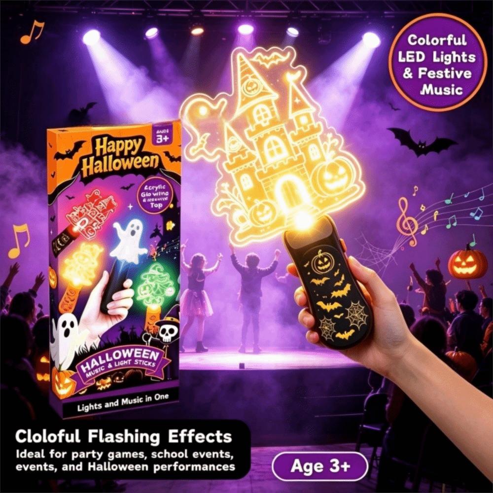 Halloween Lamp LED Glow Sticks with Sound Santa Claus Mini Handheld Night Lights Christmas Party