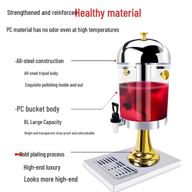 Stainless Steel Transparent Beverage Dispenser for Milk Tea & Fruit Juice