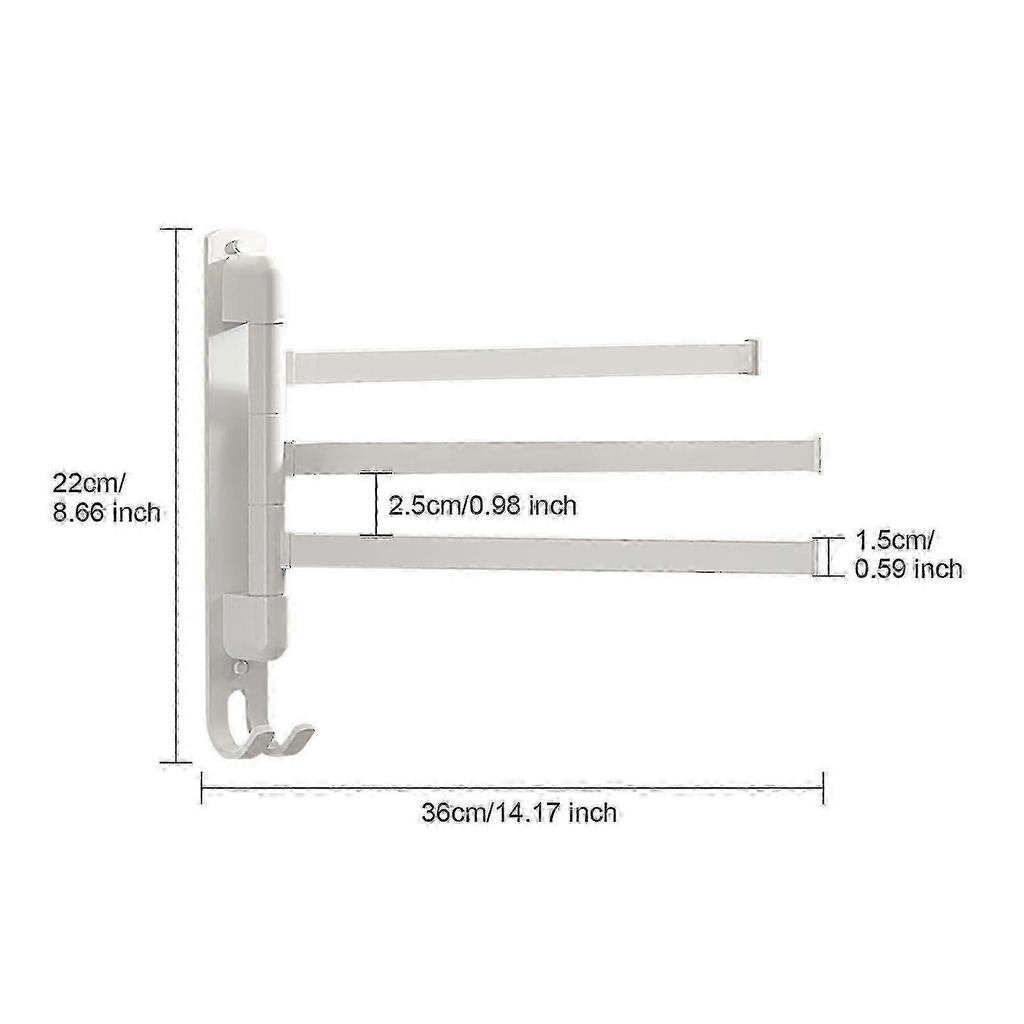 180 Rotary Swivel Towel Bar 3/4/5 Arm Stainless Steel Wall Mounted Bathroom Rack 25-26