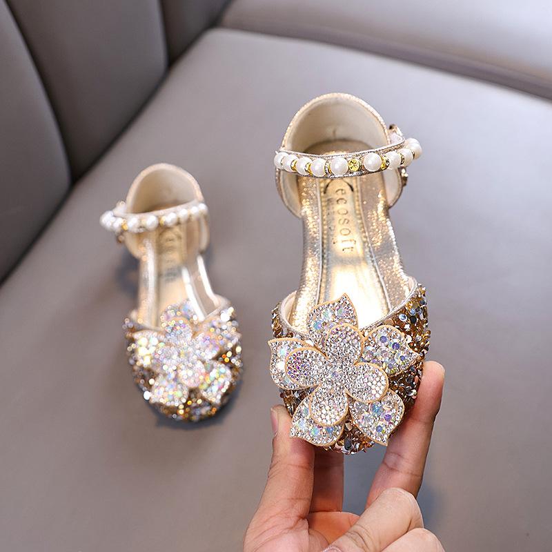Frühlings-Lederschuhe Neue Mode Exquisite Prinzessin Schuh Strass Performance Mädchenschuh Rutschfest Komfort Wunderschöne Kinderschuhe