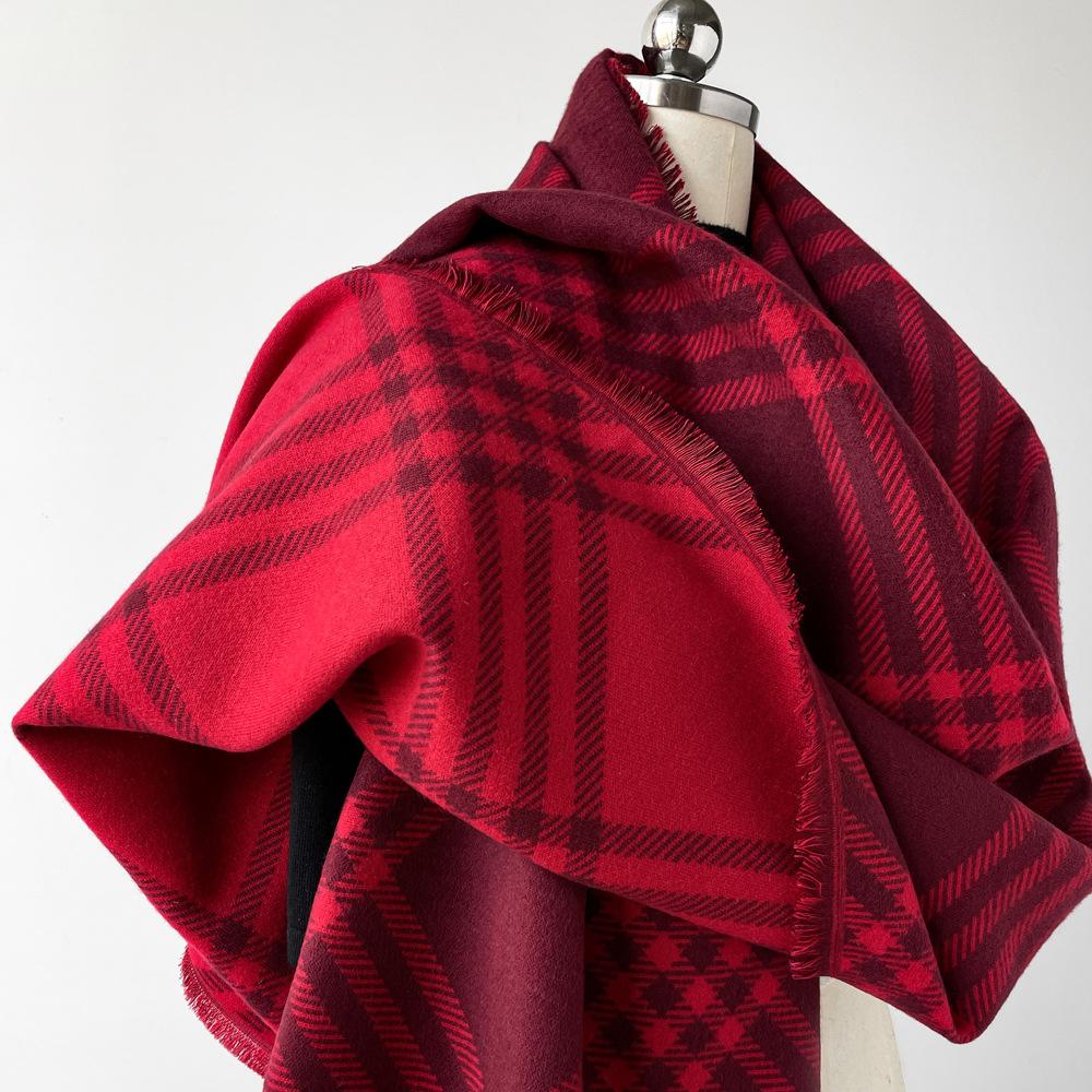 Versatile Premium Plaid Scarf Classic British Plaid Women's Autumn and Winter Imitation Cashmere Thickened Warm Scarf Large Shawl