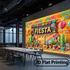 One 2D Flat Banner Designed In the Fiesta Style Made of Polyester Fabric. With a Photo Background.