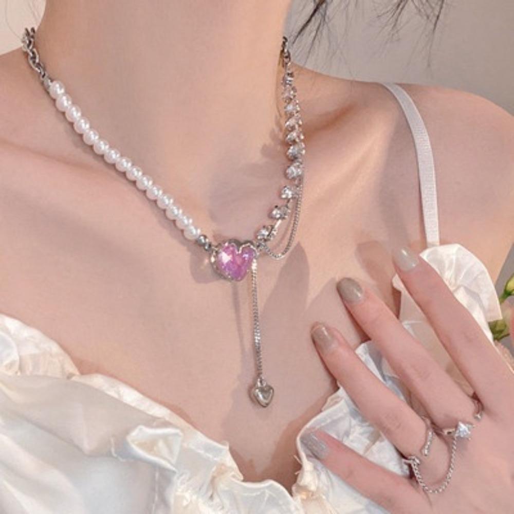 Elegant  Bead Chain Necklace Bowknot Heart Butterfly Zircon Choker for Women Fashion Accessories Jewelry