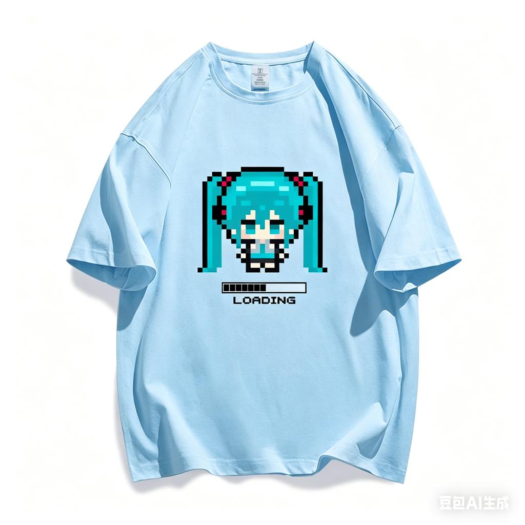 Hatsune Miku Miku Pixel Short Sleeve Adult Children's T-shirt Loose Half Sleeve Anime Creative Clothes