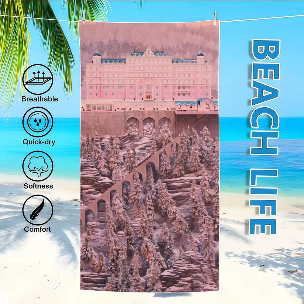 

Towel Textile Bathrobe Beach Quick-Drying Lightweight Grand Movie Portable The Camping Hotel Swim Pool B-Budapest Travel W30*H60(CM)