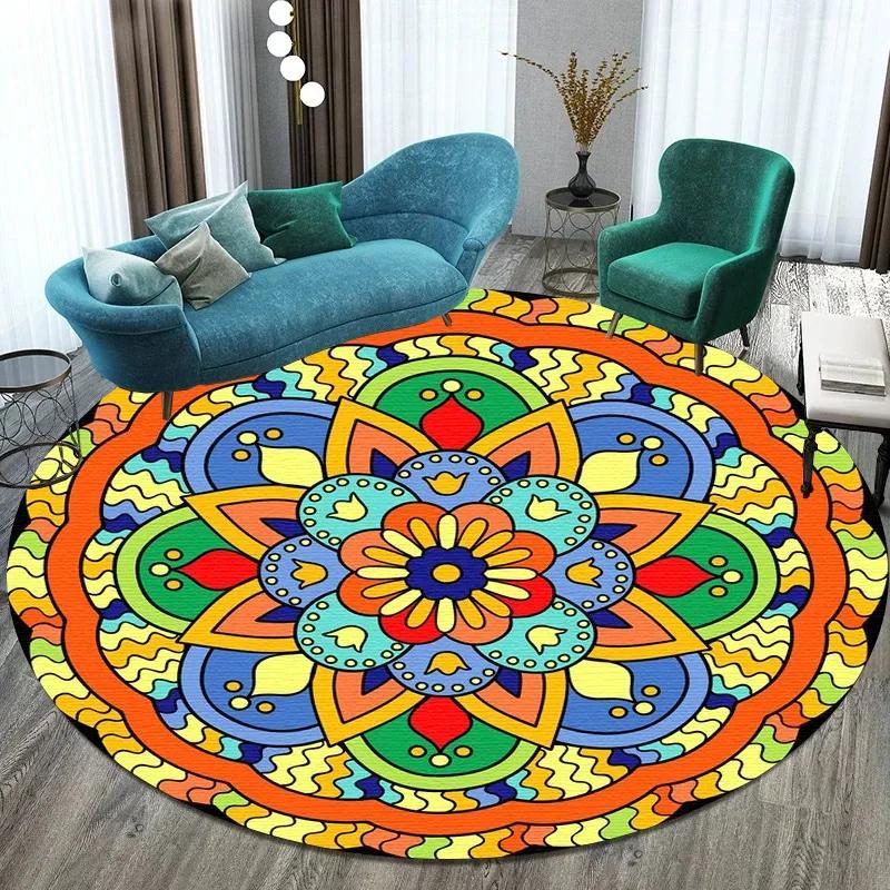 Bitcoin Round Carpet Anti-Slip Circle Area Rug Large for Home Living Room Floor Mat Bedroom Decor Chair Drum Rug Chair Doormat